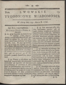 Lwowskie Tygodniowe Wiadomości. R. 1786 Nr 15