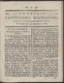 Lwowskie Tygodniowe Wiadomości. R. 1786 Nr 20