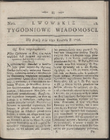 Lwowskie Tygodniowe Wiadomości. R. 1786 Nr 22