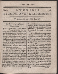 Lwowskie Tygodniowe Wiadomości. R. 1786 Nr 36