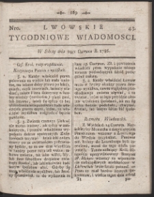 Lwowskie Tygodniowe Wiadomości. R. 1786 Nr 43