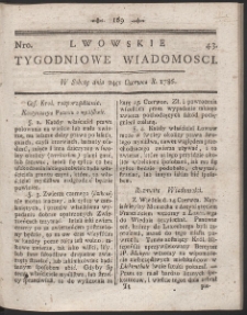 Lwowskie Tygodniowe Wiadomości. R. 1786 Nr 43