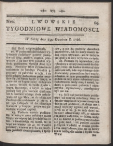 Lwowskie Tygodniowe Wiadomości. R. 1786 Nr 69