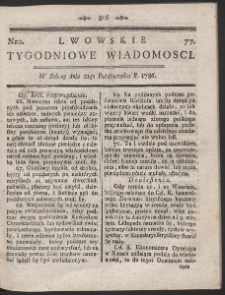 Lwowskie Tygodniowe Wiadomości. R. 1786 Nr 77