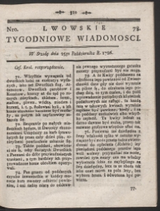 Lwowskie Tygodniowe Wiadomości. R. 1786 Nr 78