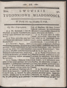 Lwowskie Tygodniowe Wiadomości. R. 1786 Nr 90