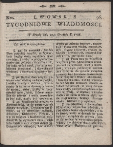 Lwowskie Tygodniowe Wiadomości. R. 1786 Nr 96