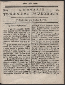 Lwowskie Tygodniowe Wiadomości. R. 1786 Nr 96