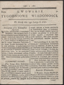 Lwowskie Tygodniowe Wiadomości. R. 1787 Nr 2