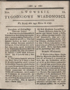 Lwowskie Tygodniowe Wiadomości. R. 1787 Nr 10