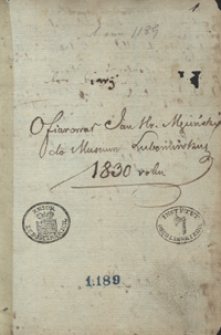 Diarius rerum in extreris nationibus visarum [...] autore J. de Ługi Ługowsky, [...] scriptus in exteris ab 1639-1643 [oraz r&oacute;żne notatki]