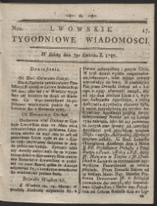 Lwowskie Tygodniowe Wiadomości. R. 1787 Nr 17