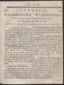 Lwowskie Tygodniowe Wiadomości. R. 1787 Nr 28