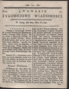 Lwowskie Tygodniowe Wiadomości. R. 1787 Nr 31