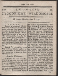 Lwowskie Tygodniowe Wiadomości. R. 1787 Nr 31