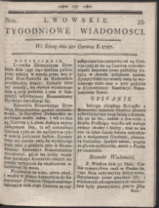 Lwowskie Tygodniowe Wiadomości. R. 1787 Nr 35