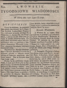 Lwowskie Tygodniowe Wiadomości. R. 1787 Nr 45