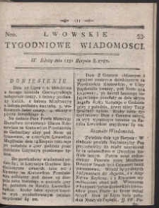 Lwowskie Tygodniowe Wiadomości. R. 1787 Nr 53