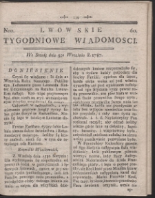 Lwowskie Tygodniowe Wiadomości. R. 1787 Nr 60