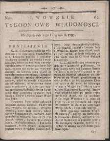 Lwowskie Tygodniowe Wiadomości. R. 1787 Nr 62