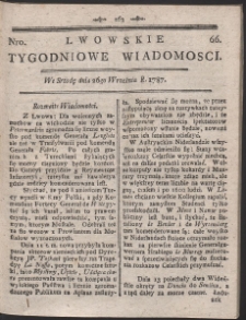 Lwowskie Tygodniowe Wiadomości. R. 1787 Nr 66