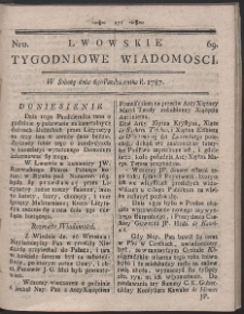 Lwowskie Tygodniowe Wiadomości. R. 1787 Nr 69