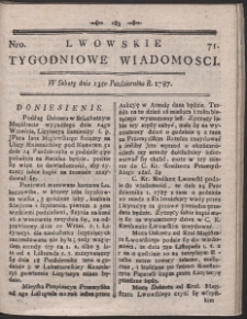 Lwowskie Tygodniowe Wiadomości. R. 1787 Nr 71