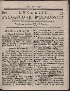 Lwowskie Tygodniowe Wiadomości. R. 1787 Nr 78