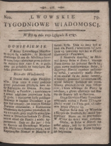 Lwowskie Tygodniowe Wiadomości. R. 1787 Nr 79