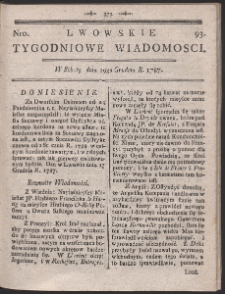 Lwowskie Tygodniowe Wiadomości. R. 1787 Nr 93