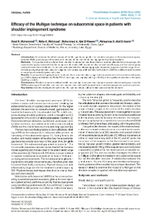 Efficacy of the Mulligan technique on subacromial space in patients withshoulder impingement syndrome