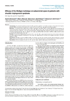 Efficacy of the Mulligan technique on subacromial space in patients withshoulder impingement syndrome