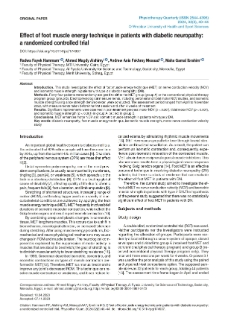 Effect of foot muscle energy technique in patients with diabetic neuropathy:a randomized controlled trial