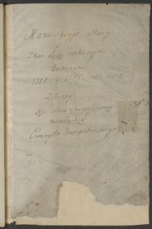 "Manuscript stary y zbiór rzeczy ciekawych annorum 1755 y 1756, 1757, 1758 zebrany die 23 Octobris y ingrossowany między xięgi Ewarysta Kuropatnickiego". Odpisy listów, mów, pism publicystycznych, wierszy i innych materiałów o charakterze prywatnym i publicznym.