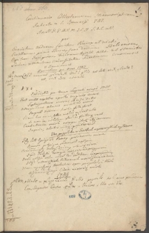 "Continuatio collectaneorum manuscriptorum inchoata a 1 Ianuarii 1787 [...] per Evaristum Andream comitem Kuropatnicki, castellanum [...]". Zbi&oacute;r list&oacute;w, wierszy, notatek i innych materiał&oacute;w o treści publicznej i prywatnej z lat 1786-1788.