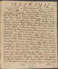 Diariusz sejmu zwyczajnego 1754 r. oraz różne materiały treści politycznej z lat 1745-1759.