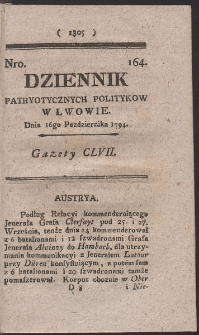 Dziennik Patryotycznych Politykow w Lwowie. R. 1794 Nr 164