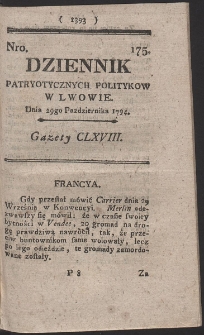 Dziennik Patryotycznych Politykow w Lwowie. R. 1794 Nr 175