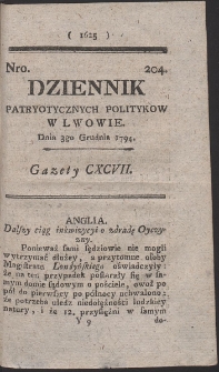 Dziennik Patryotycznych Politykow w Lwowie. R. 1794 Nr 204