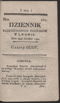 Dziennik Patryotycznych Politykow w Lwowie. R. 1794 Nr 220