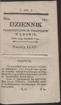 Dziennik Patryotycznych Politykow w Lwowie. R. 1794 Nr 221