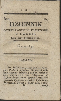 Dziennik Patryotycznych Politykow w Lwowie. R. 1795 Nr 10