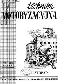 Technika Motoryzacyjna, Rok IV, listopad 1954, nr 11 (33)