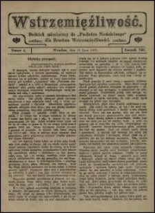 Wstrzemięźliwość : dodatek miesięczny do „Posłańca Niedzielnego” dla Bractwa Wstrzemięźliwości. R. 8 (1907), nr 4