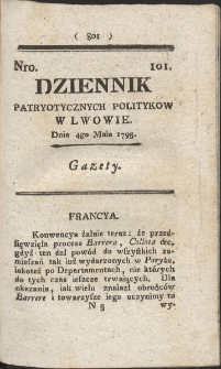 Dziennik Patryotycznych Politykow w Lwowie. R. 1795 Nr 101