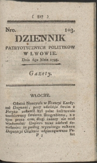 Dziennik Patryotycznych Politykow w Lwowie. R. 1795 Nr 103