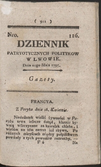 Dziennik Patryotycznych Politykow w Lwowie. R. 1795 Nr 116