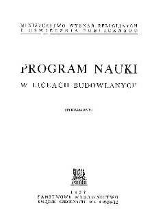 Program nauki w liceach budowlanych : (tymczasowy)