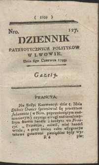 Dziennik Patryotycznych Politykow w Lwowie. R. 1795 Nr 127