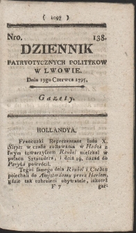 Dziennik Patryotycznych Politykow w Lwowie. R. 1795 Nr 138